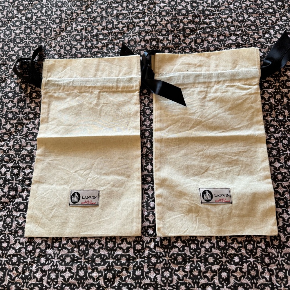 Lanvin Beige Dust Bags with Black Ribbon